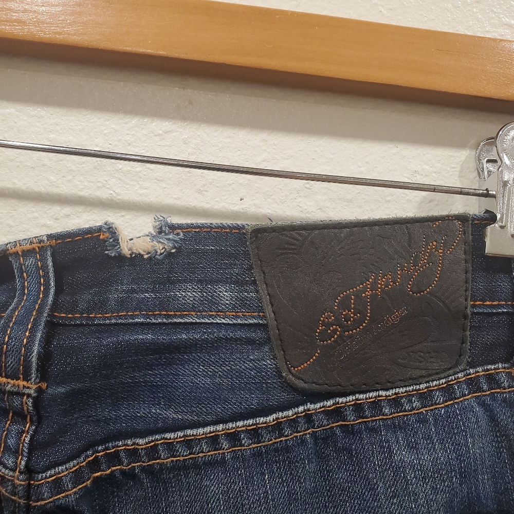 Ed Hardy Love Kills Slowly Embroidered Jeans W36 L34 Rare Distressed Denim Bling - Picture 6 of 8